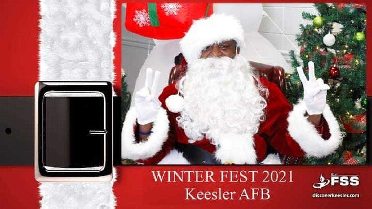 Lonnald Carter, who works in youth services at Keesler Air Force Base, portrayed Santa for the Winter Fest on Dec. 3, 2021.