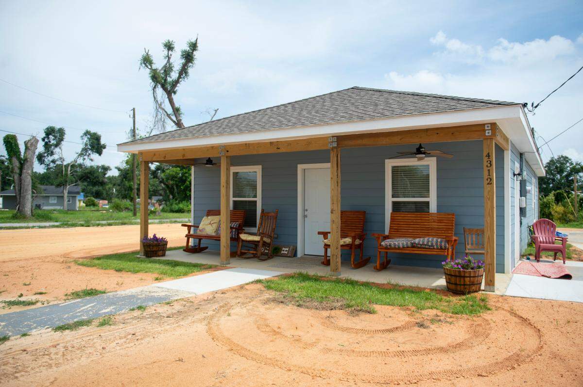Ernest Watson’s new home in Moss Point on Tuesday, June 18, 2024. Watson’s home was rebuilt by Amish volunteers after a devastating tornado destroyed his old home in June 2023.