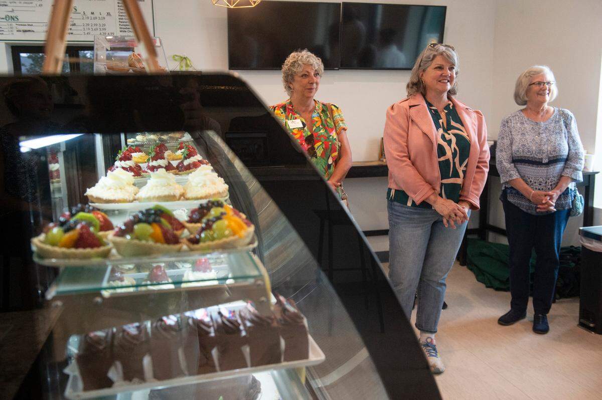 Sun Herald subscribers listen as reporter Mary Perez interviews Chef Shane Gorringe during a Sun Herald event at Gorringe’s bakery, Zoe’s Bakery and Coffee Shop, in Biloxi on Wednesday, May 21, 2025.