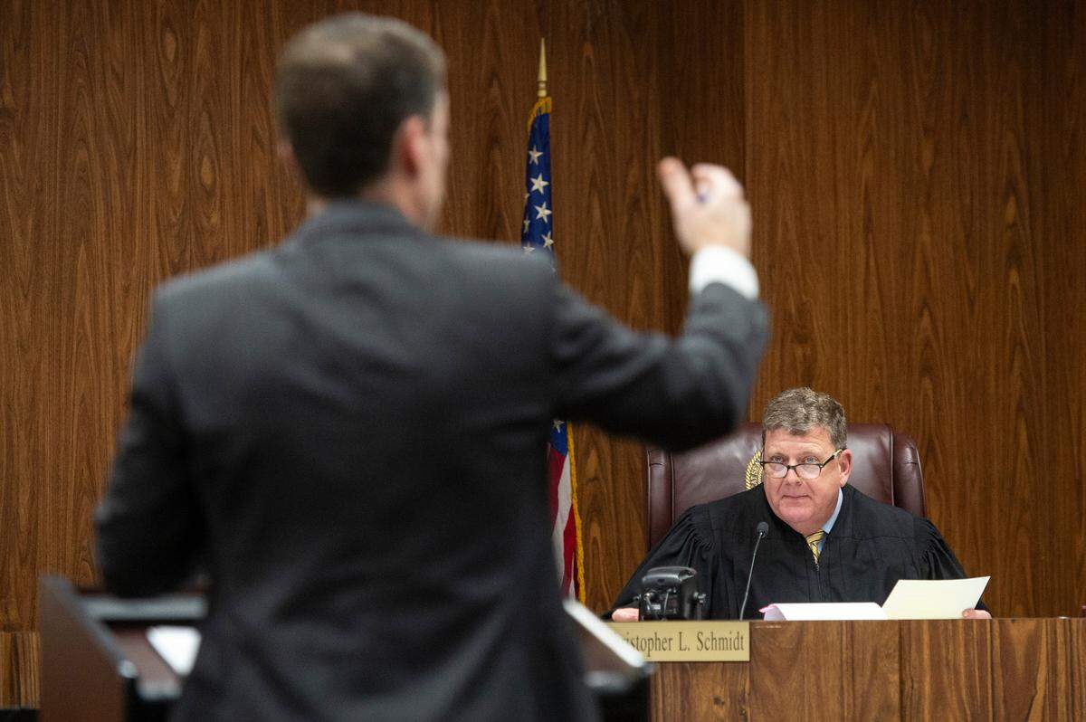 Assistant District Attorney Matthew Burrell speaks during a hearing at Harrison County Circuit Court in Gulfport on Dec. 19, 2024. 