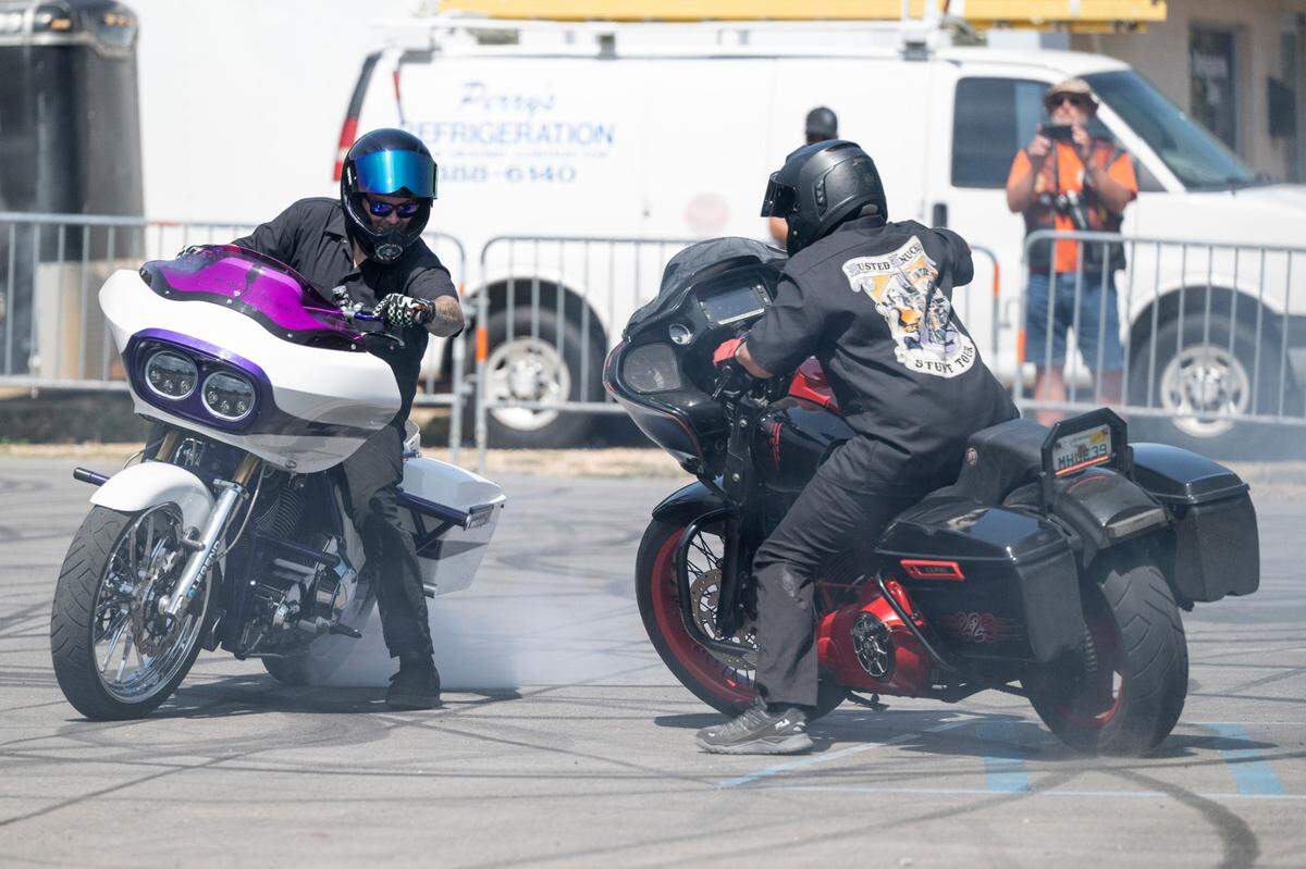 Motorcycle stunt shows are a big part of the action at this year’s Bikin’ The Beach, which moves to the Long Beach Town Green.