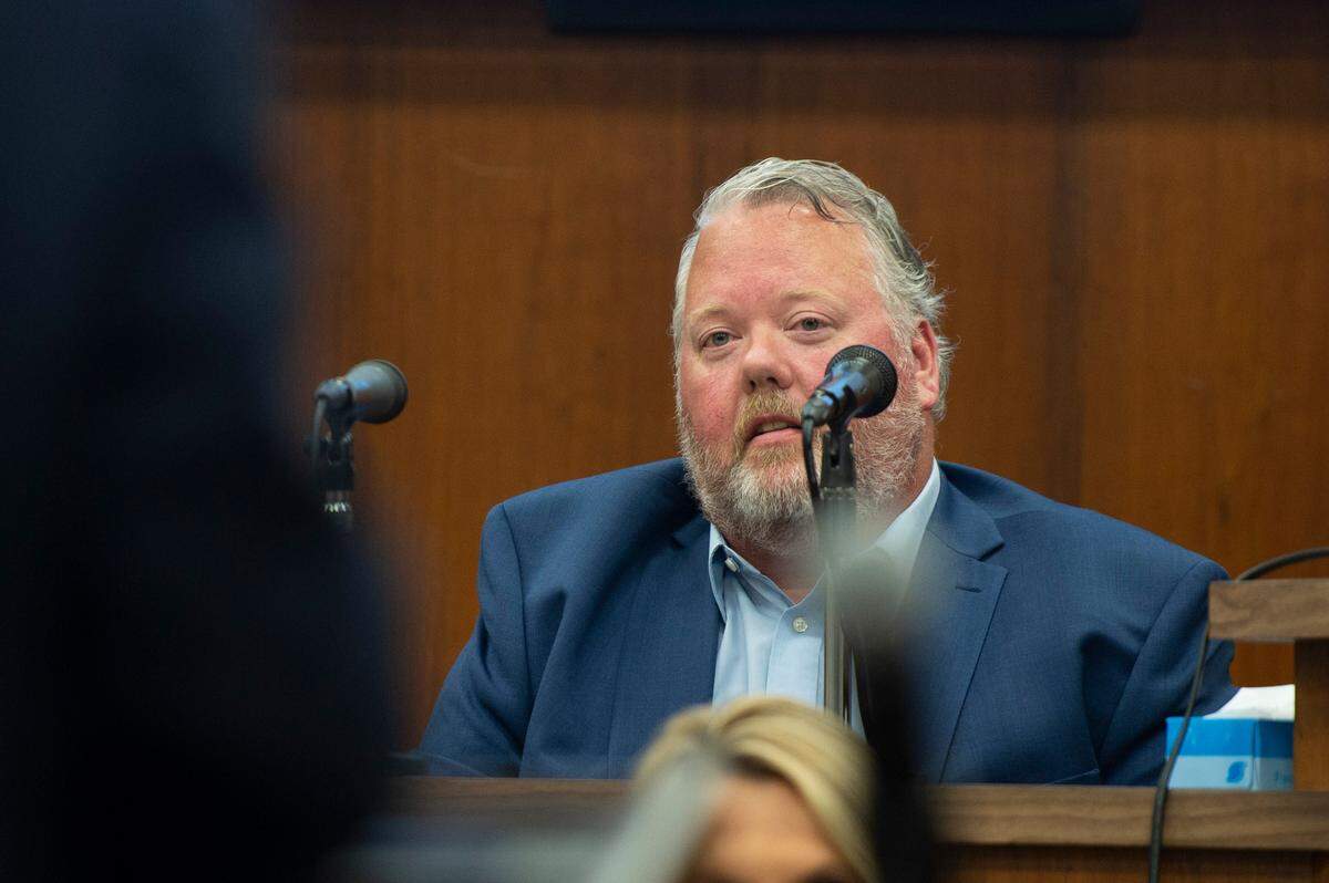 Craig Ross, Cliff Kirkland’s son-in-law, testifies during the trial of Cliff Kirkland in Harrison County Circuit Court in Biloxi on Tuesday, May 17, 2022.