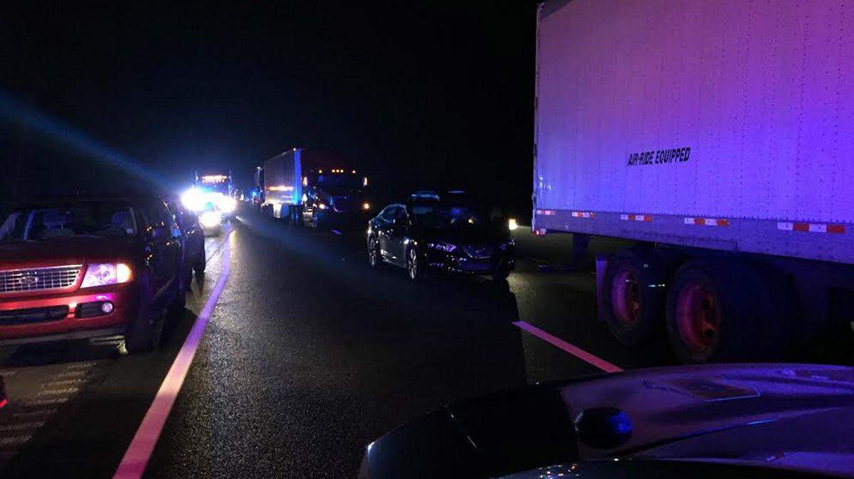 COURTESY PHOTO CHASE ELKINS, MHP 
 The westbound lane of I-10 near the Louisiana state line was shut down for about six hours Monday night.