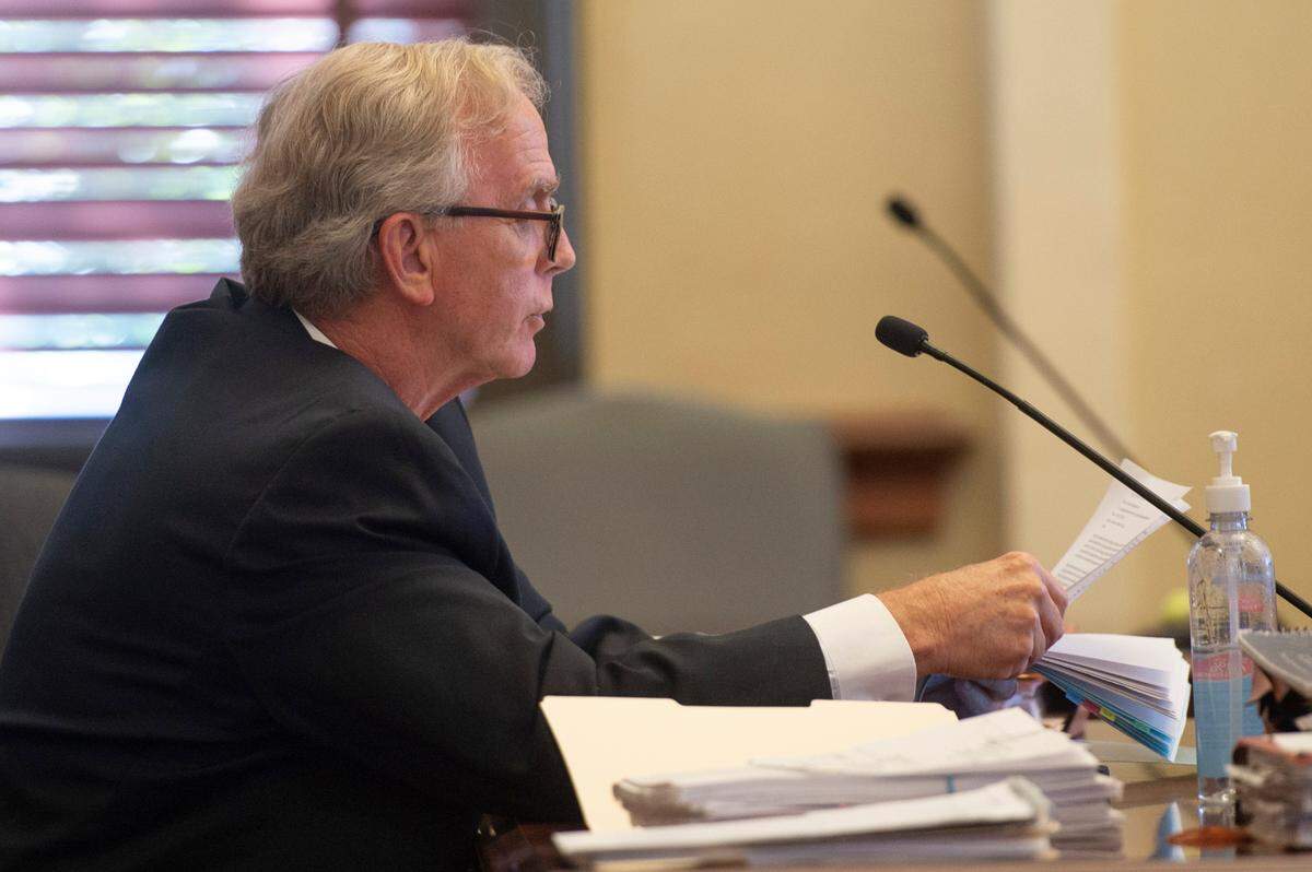 Branissa Stroud’s lawyer, Michael Holleman, during a court hearing for Taylor’s case against DHS at Hancock County Chancery Court in Bay St. Louis on Monday, Sept. 12, 2022.