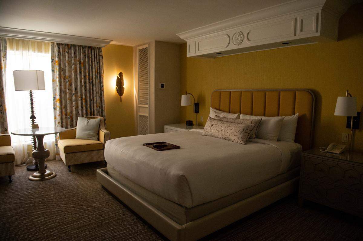 A model room at the Beau Rivage Resort & Casino on Tuesday, Jan. 18, 2022. The room shows what the over 1700 guest rooms at the Beau Rivage might look like after renovations are completed later this year.