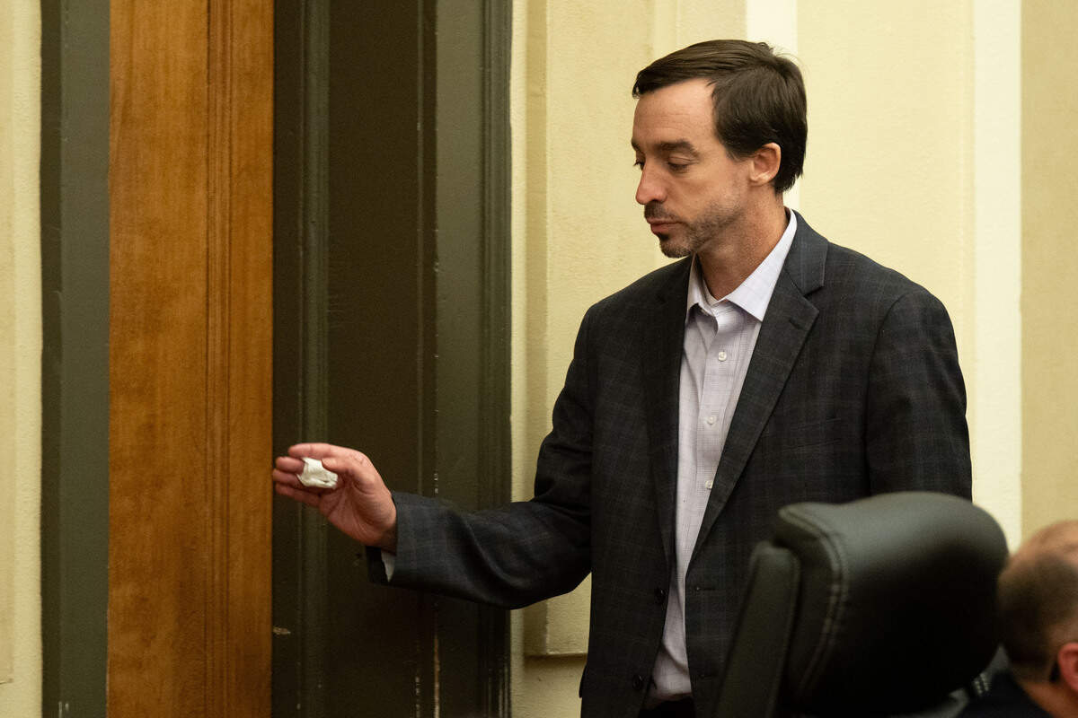 Alan Moran exits court as he is taken into custody by the sheriff’s department after being ruled guilty on both counts of conspiracy and bribery at his trial at Hancock County Circuit Court on Friday, June 12, 2026.