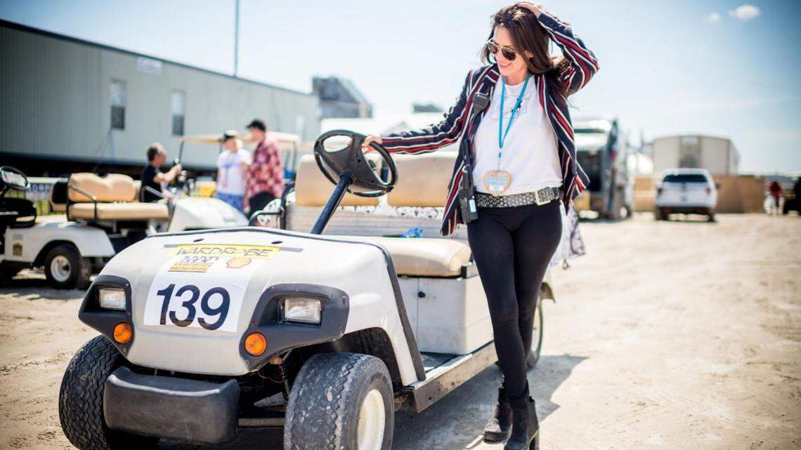 Emilee Fallo, the New Orleans Jazz and Heritage Festival's staff wardrobe consultant/stylist, at the Fair Grounds in New Orleans, Louisiana, on Sunday, April 29, 2018. Fallo is a Biloxi High School graduate who also attended Ole Miss.