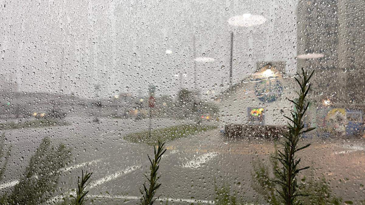 Thunderstorms dump rain on Highway 49 in downtown Gulfport on June 20, 2023.