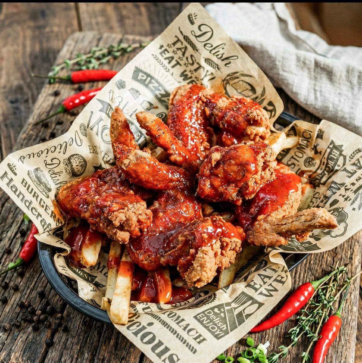 Chicken wings at Chicago 6ix Street Food in Ocean Springs are prepared Chicago style, traditional Buffalo and in sweet and spicy flavors.