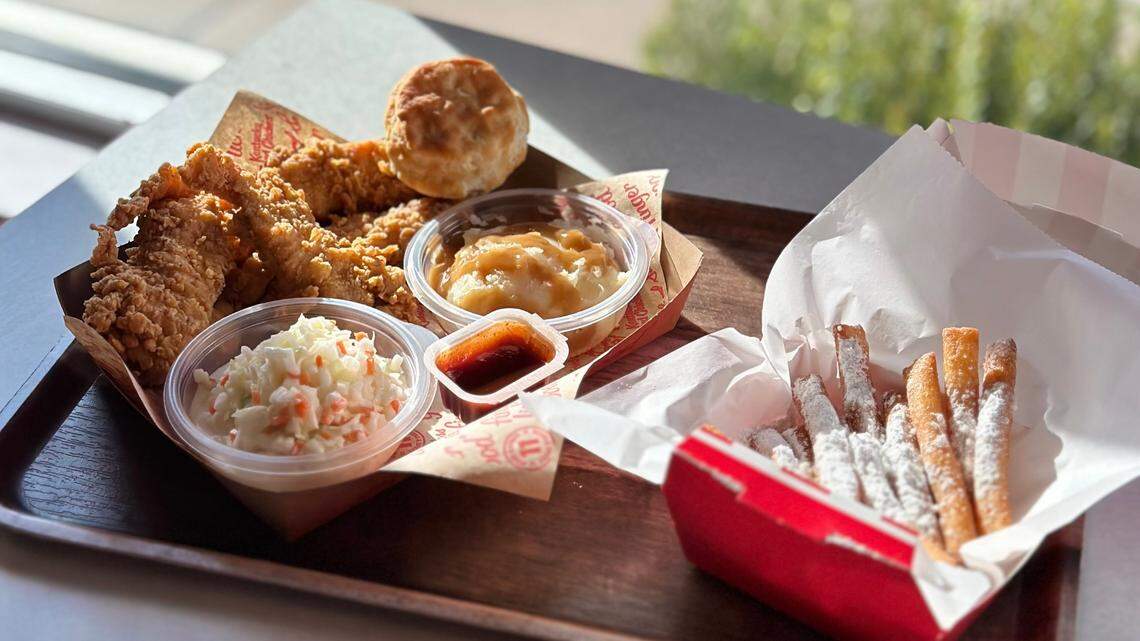 The new Funnel Cake Fries are available at select KFC restaurants in Kansas City for a limited time starting Nov. 29, the restaurant chain announced.