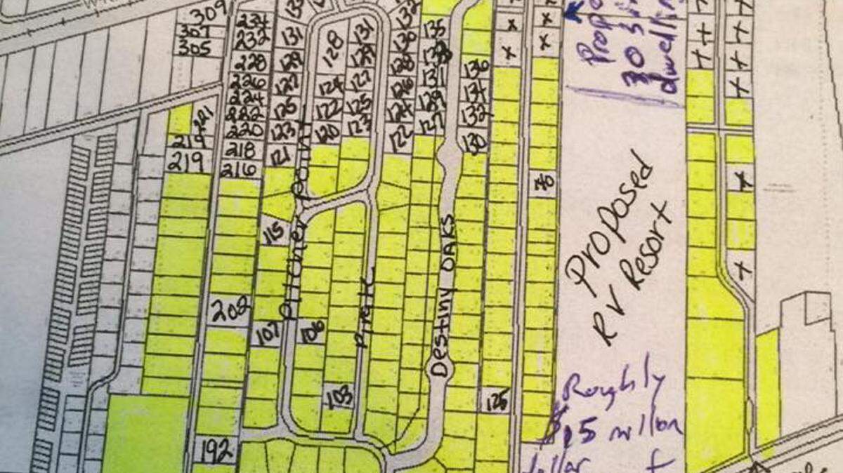 A map of the proposed development shows how the RV resort would sit at the sound end and a 30-home subdivision would be developed on the north end. Ward 4 Alderman Ronald Hammons highlighted the area around the proposed developement to show how many vacant lots remain in the area, 10 years after Hurricane Katrina.
