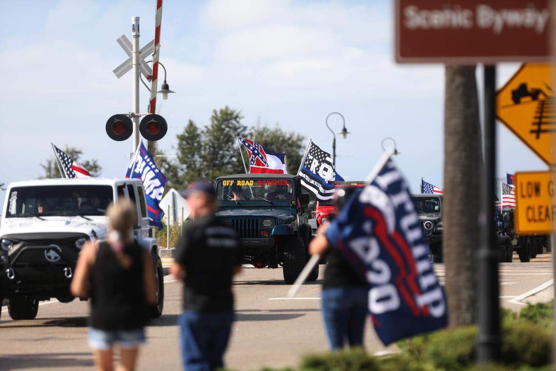 Hundreds of people participated in a Jeep parade supporting President Donald Trump in Bay St. Louis, Mississippi, on Saturday, Sept. 12, 2020.