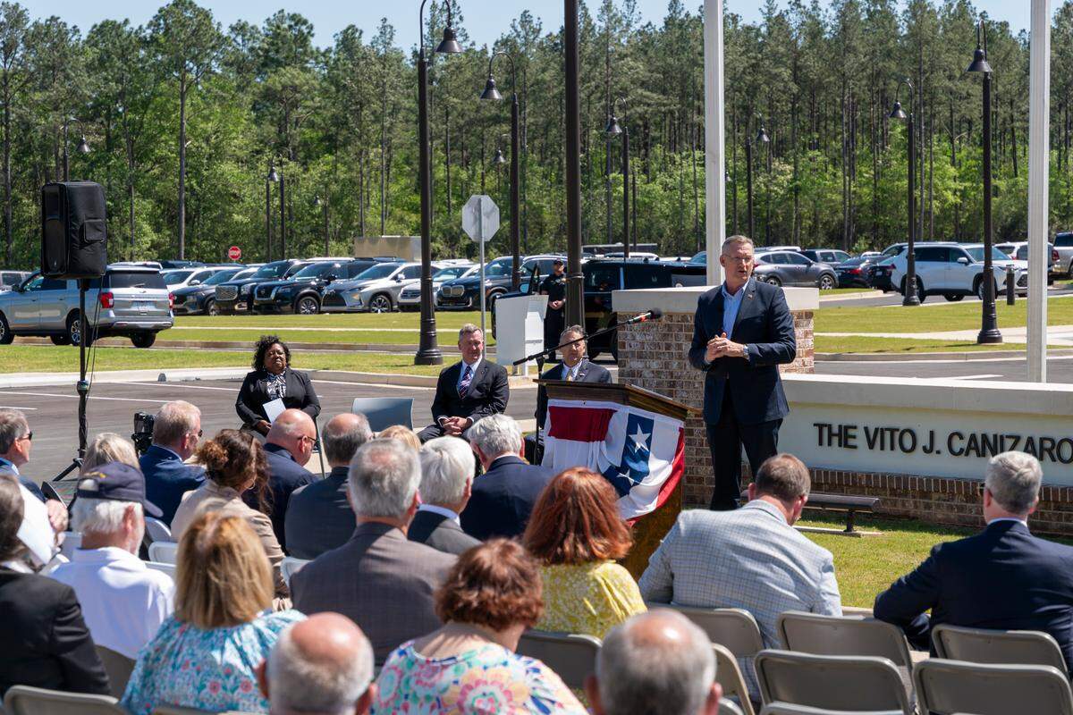 U.S. Department of Veterans Affairs Secretary Douglas Collins delivers the keynote speech, calling the new home a chance for veterans to stay connected to their communities.