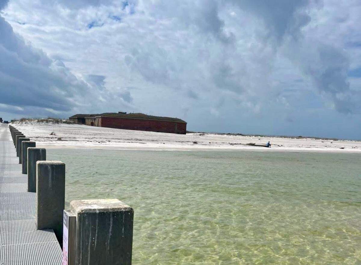 Ship Island Excursions, which offers ferry service from Gulfport to the unspoiled barrier island 11 miles offshore, is relocating some of its beach equipment to the island’s north side on the Mississippi Sound, where the water is crystal clear and the beaches are clean. The south side on the Gulf of Mexico has a debris line of splintered wood, driftwood and marsh grass from Mississippi River flooding.