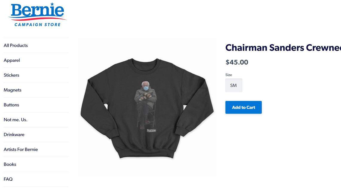 Sen. Bernie Sanders is taking advantage of his internet fame by selling a sweatshirt featuring his now-famous Inauguration Day pose. All proceeds will go to charity.