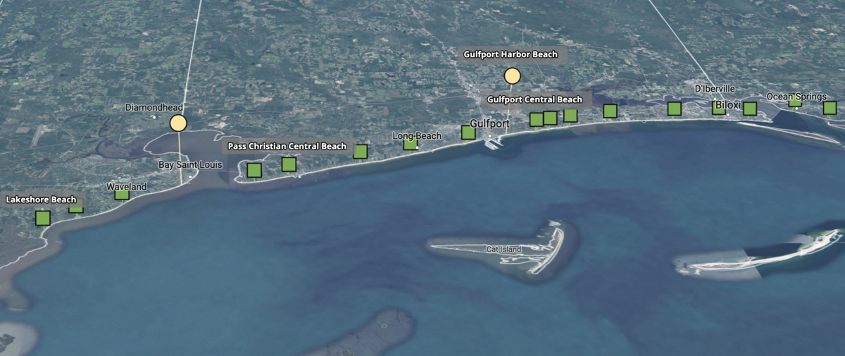 The Mississippi Department of Environmental Quality issued water contact advisories on Saturday for Bay St. Louis Beach and Gulfport Harbor Beach. The agency tests for pollution at 21 beaches weekly and found bacteria levels are normal at all other beaches across the Mississippi Coast.
