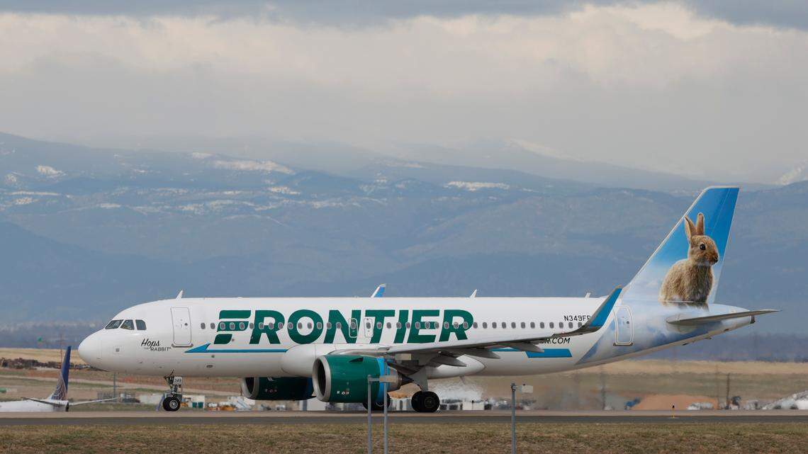 A man faces federal charges after he’s accused of threatening a Frontier Airlines flight crew on a flight diverted to Raleigh-Durham International Airport on Feb. 9. (AP Photo/David Zalubowski, File)