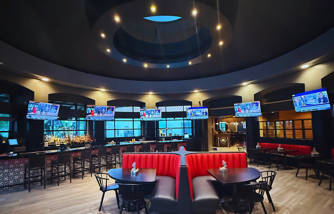 The new Sizzle and Salt Tex Mex restaurant was fashioned in the lobby at Harrah’s Gulf Coast casino in Biloxi, with views of the pool and the beach beyond..=