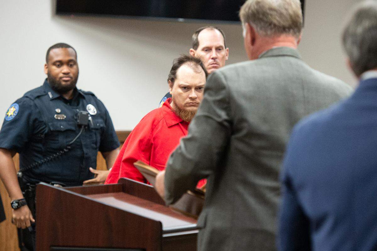 Joseph Rohrbacker walks into the Harrison County Circuit Court in Gulfport on Monday, July 31, 2023, to plead guilty to killing Lt. Michael Boutte in 2021. 