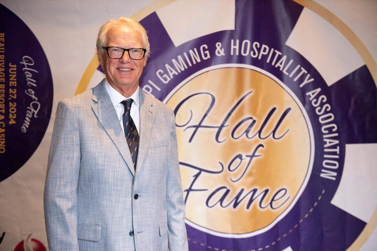 Honoree Tim Hinkley, former general manager of the Isle of Capri Casino, poses for a portrait at the Mississippi Gaming and Hospitality Association Hall of Fame Gala at the Beau Rivage in Biloxi on Thursday, June 27, 2024. Hinkley was inducted into the Hall of Fame at the event.