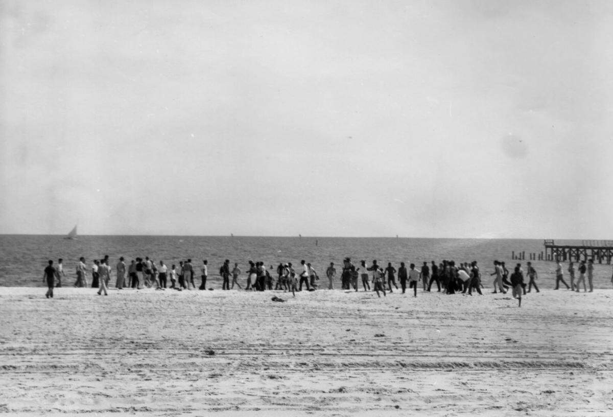 African Americans stage a wade-in on the beach in Biloxi on April 24, 1960 to protest the ‘White-only’ status of the beaches.