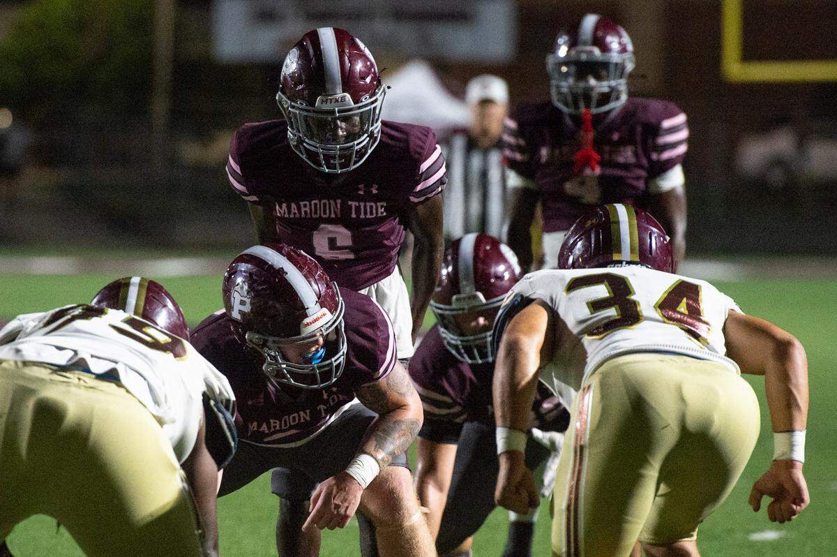 Picayune’s Brandon Parker Jr. prepares for the snap during a game between George County and Picayune at Lee-Triplett Stadium in Picayune on Friday, Nov. 1, 2024.
