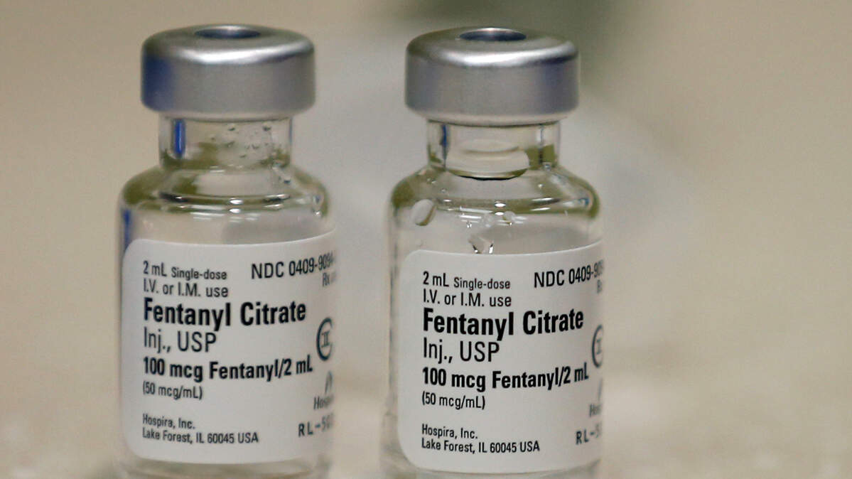 In this Friday, June 1, 2018, photo, small vials of fentanyl are shown in the inpatient pharmacy at the University of Utah Hospital in Salt Lake City.