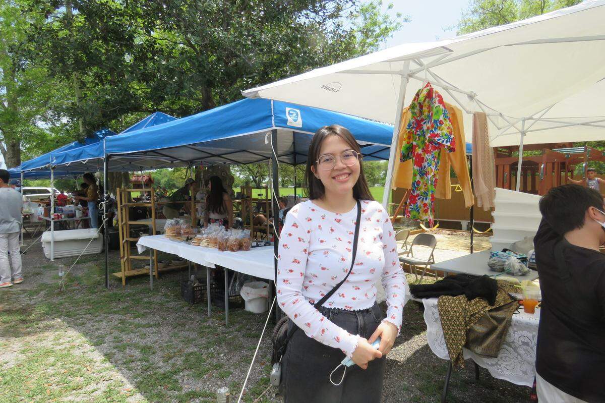 Wirinda Rongdech, 24, is living in New Orleans but is from southern Thailand. On Sunday, April 11, 2021, she visited Wat Budhametta Mahabaramee in Gautier to celebrate Songkran, or Thai New Year. It was her first time visiting a Thai Buddhist temple outside Thailand.