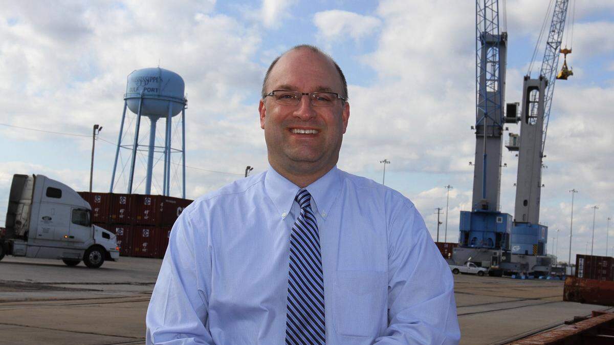 JOHN FITZHUGH/SUN HERALD 
 Jonathan Daniels, executive director of the state port in Gulfport, said rail-mounted gantry cranes arriving in three weeks from China will be a game changer, greatly enhancing the efficiency of container operations and bringing in more customers.
