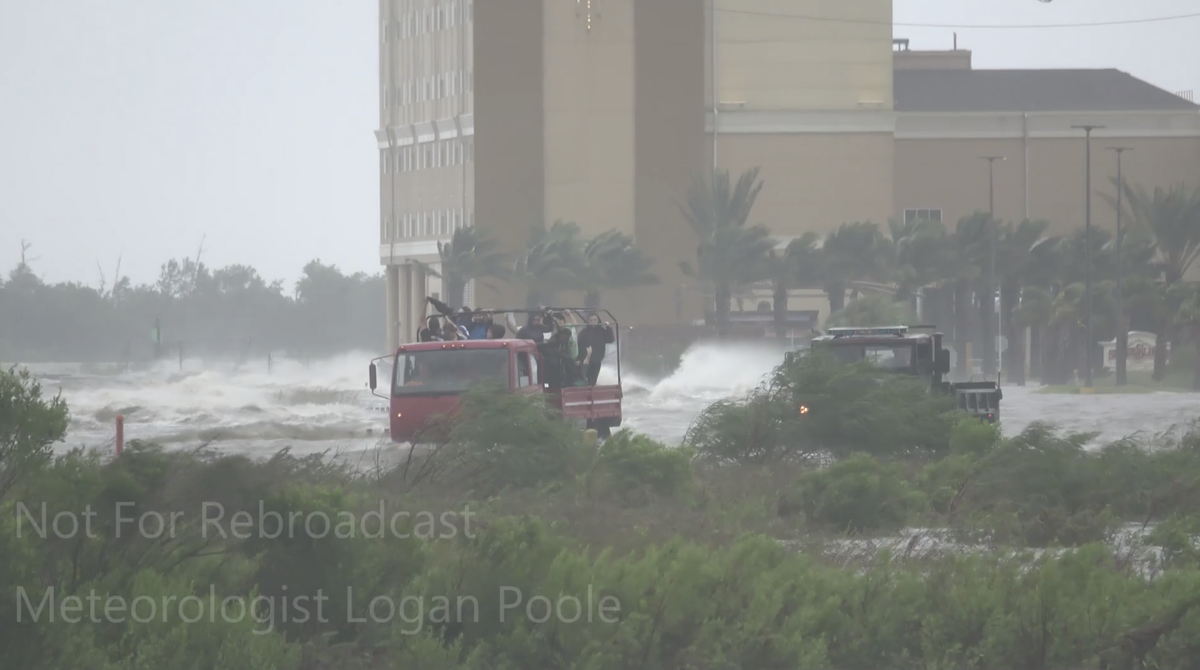 A high-water vehicle vehicle evacuates employees and some guests from the Silver Slipper in Hancock County on Sunday, June 7, 2020, after Tropical Storm Cristobal’s storm surge trapped them inside. Meteorologist Logan Poole gave the Sun Herald permission to use this screen shot from his exclusive video.