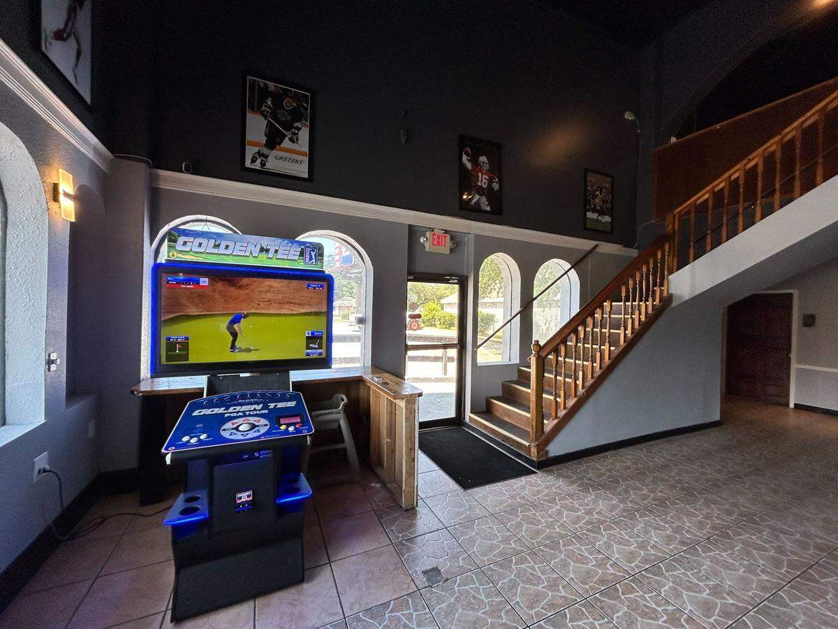 The Golden Tee arcade game at The G.O.A.T. Sports Bar and Pizzeria in Biloxi, Mississippi.