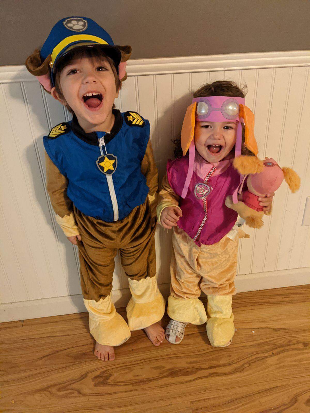 Odin Weydeveld, left, loved Spider-Man and Paw Patrol. He also loved wearing costumes and is shown here with sister Nikita “Niki” Weydeveld, who says her deceased brother lives “in her heart.”