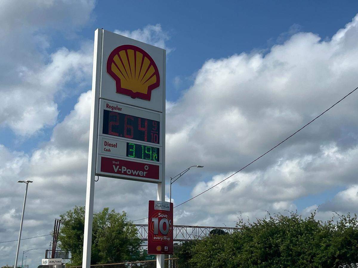 The sign of a Shell gas station at 11015 U.S. 49 near Interstate 10 stands on Tuesday, June 4, 2024. It shows gas being sold at a rate of $2.64 per gallon.