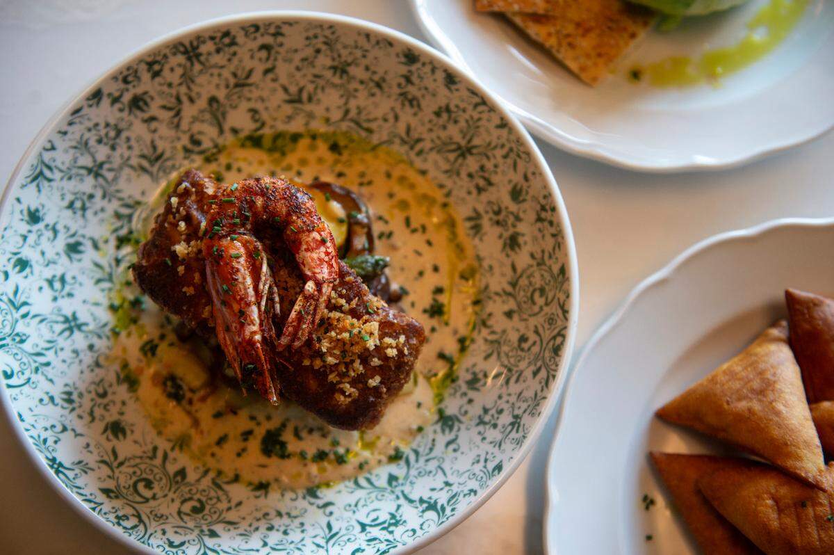 The plateware at Coraline’s was chosen to enhance the food.