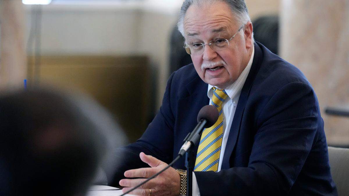 Mississippi Rep. Gene Newman, R-Pearl, speaks earlier this month at the Mississippi Capitol in Jackson. State lawmakers advanced a bill sponsored by Newman out of a House committee Thursday that would require inmate restrooms, changing rooms and sleeping quarters in correctional facilities to be designated for use only by members of one sex.
