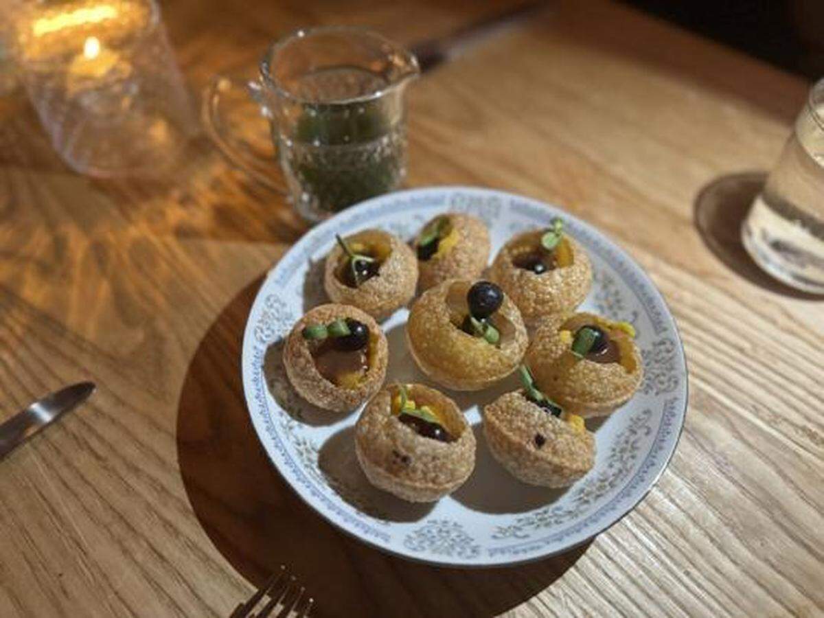 The pani puri small plate from Mr. Mao in New Orleans.