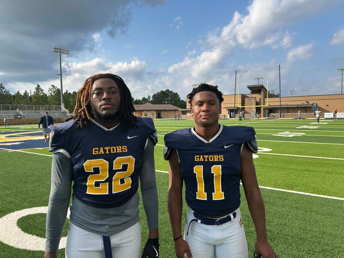 Gautier’s Brayden Jackson (22) and Fred Nicholson (11) are leading the Gators defense in 2024.
