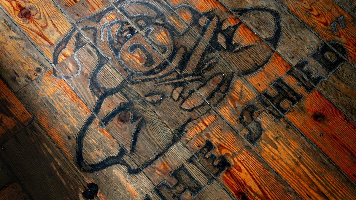 A table at The Shed Barbeque and Blues in Joint in Jackson County