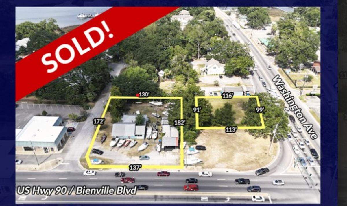 This visual from Southeast Commercial Real Estate shows lots that just sold along one of the busiest intersections in South Mississippi. The corner lot also was sold for the new business.