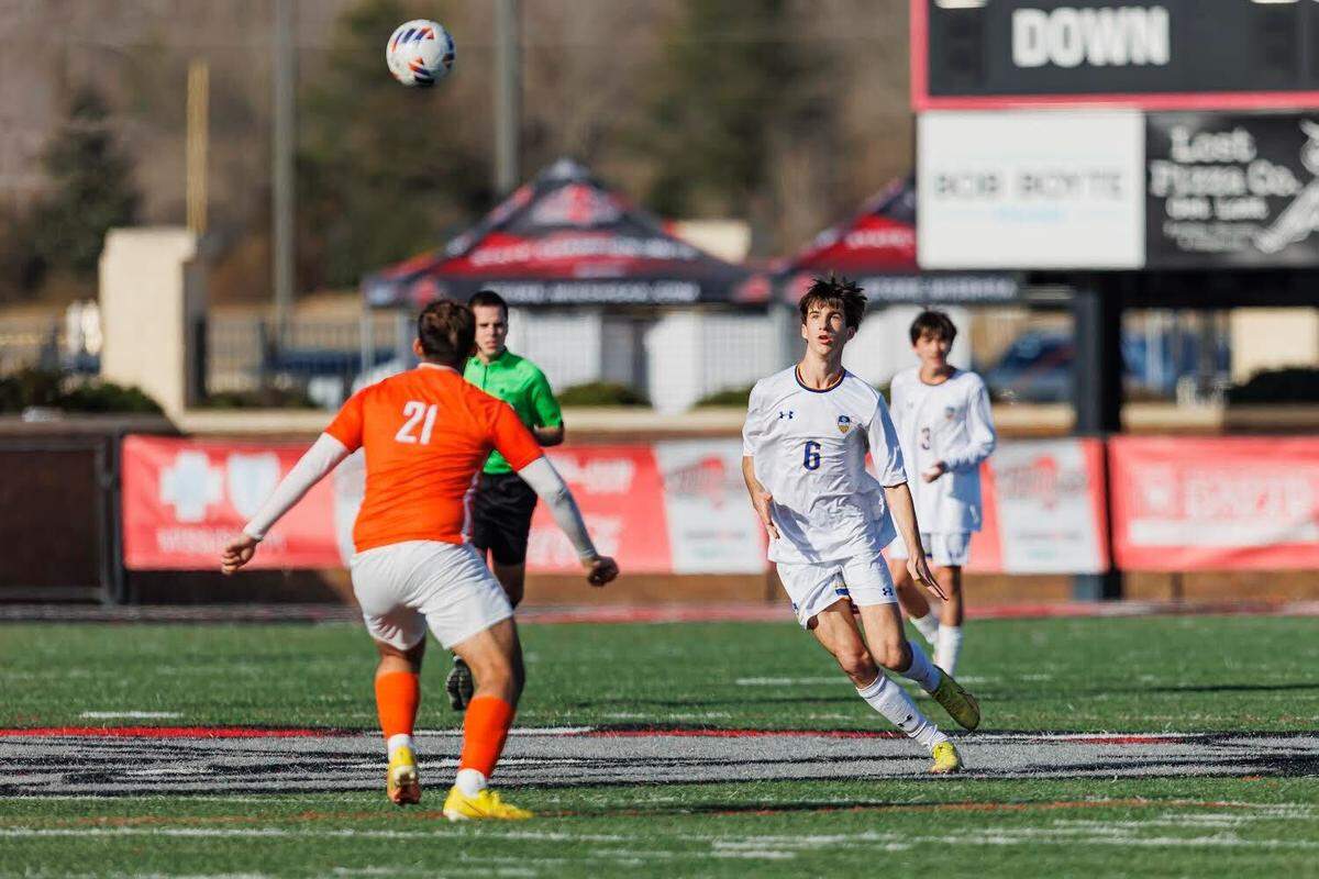 Bay High’s Aiden Boudro in the state playoffs. Boudro is the 2023 Sun Herald boy’s soccer Player of the Year.
