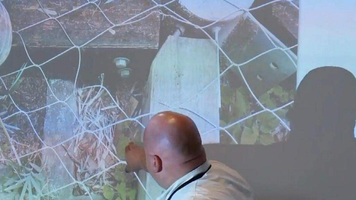 Audubon Zoo official Kyle Burks speaks at a news conference Tuesday about a hole that zoo officials believe a 3-year-old jaguar escaped from in his enclosure on Saturday.