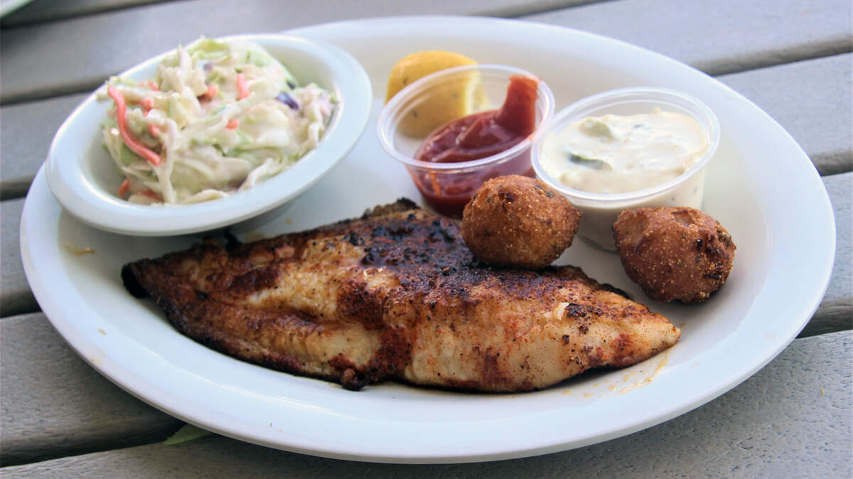 Blackened catfish platter at McElroy’s Harbor House in Biloxi.