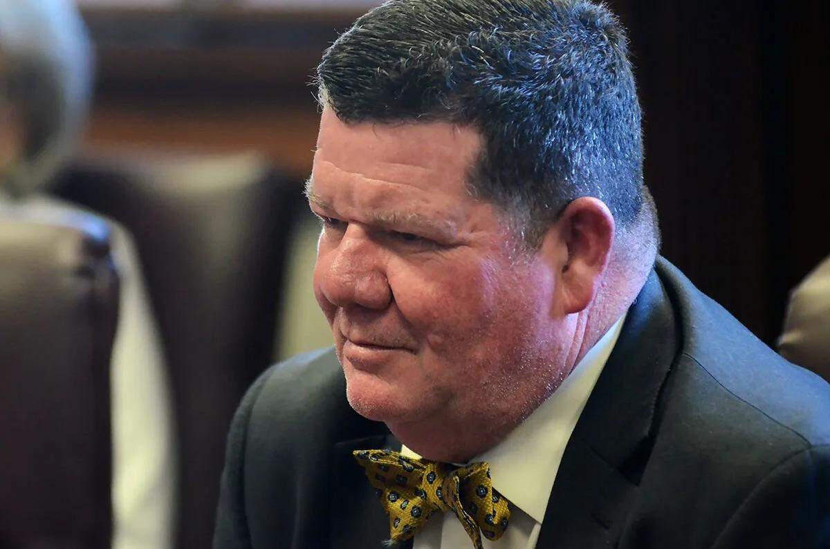 House Rep. Sam Creekmore, R-New Albany, listens to discussions regarding the cost of Medicaid expansion, during a public meeting held at the state Capitol, Tuesday, April 23, 2024.
