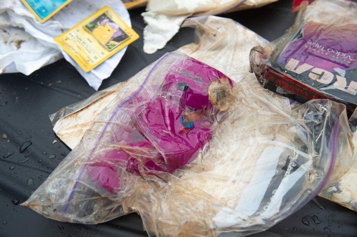 A millennium beanie baby was among the items from a time capsule that was buried at W. J. Quarles Elementary in Long Beach in 1999 and opened on Friday, Dec. 13, 2024.