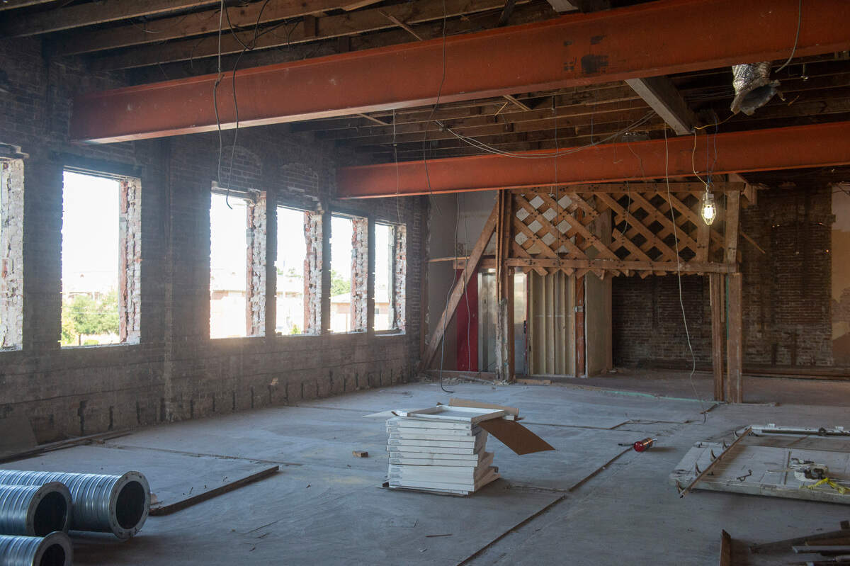 Original steel beams are exposed as renovations continue on the Barq Building, part of The District on Howard mixed-use development in downtown Biloxi. The second floor of the building will be developed as one- and two-bedroom apartments plus a restaurant space.
