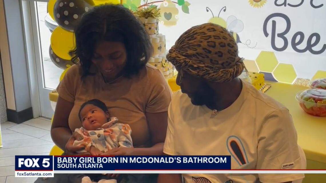 Employees at a Georgia McDonald’s held a baby shower Nov. 30 for a couple whose baby they helped deliver in the restaurant’s bathroom a week earlier.
