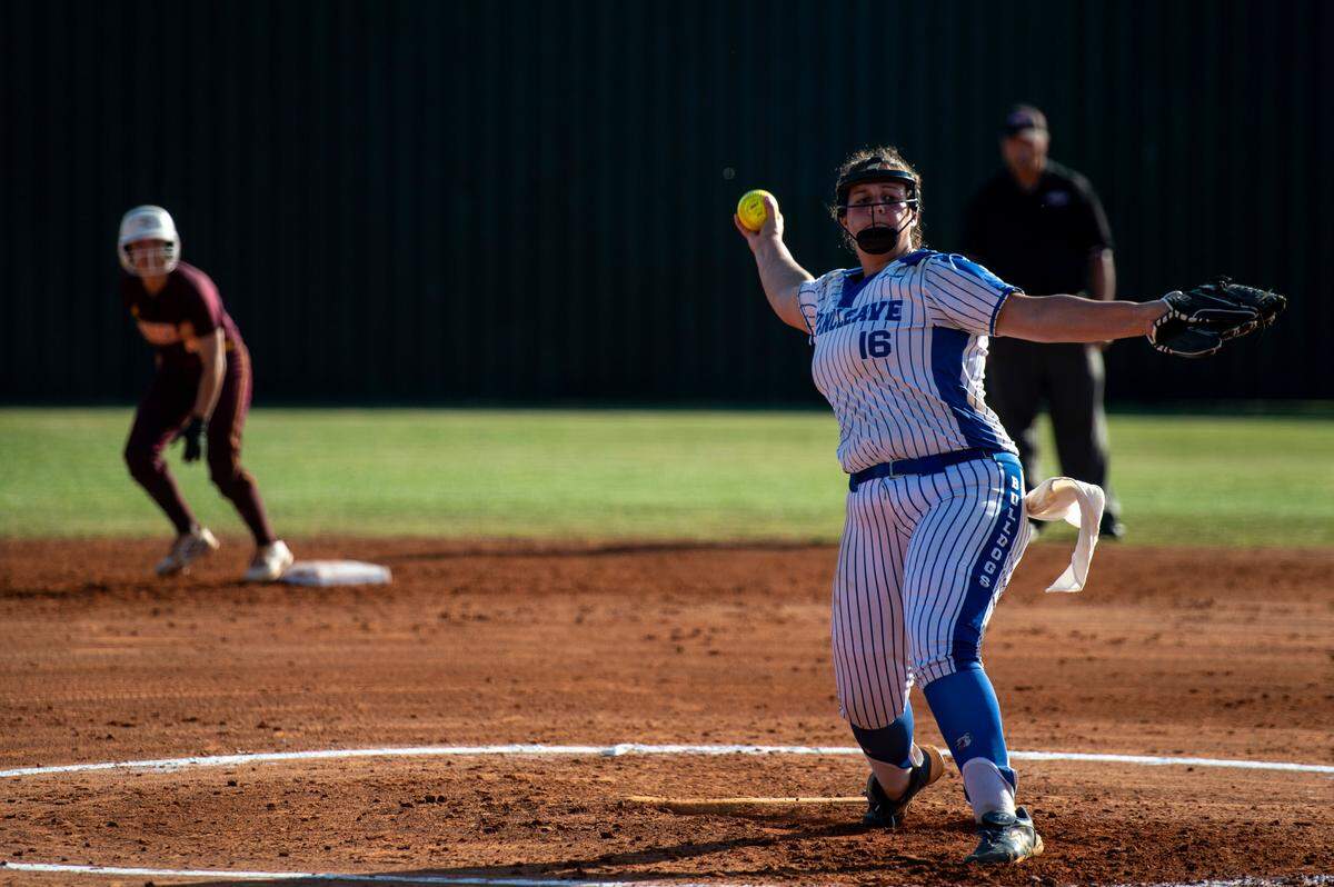 Vancleave pitcher Bryn Daughtery throws a pitch during a game against George County at Vancleave High School in Vancleave on Friday, May 6, 2022.