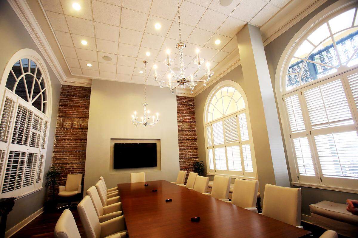 The remodeled Balch & Bingham law offices in downtown Gulfport still has the architectural elements of the historic building after the restoration and expansion into the old Anderson Theatre.
