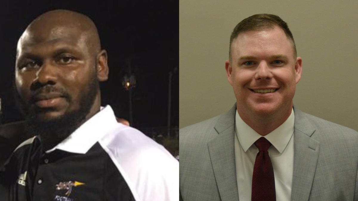 West Harrison head coach Quincy Patrick and Long Beach head coach Jacob Massey
