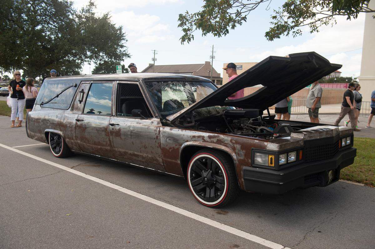 A hearse turned rat rod during View the Cruise, one of the first events of Cruisin’ The Coast, in Gulfport on Sunday, Oct. 6, 2024.